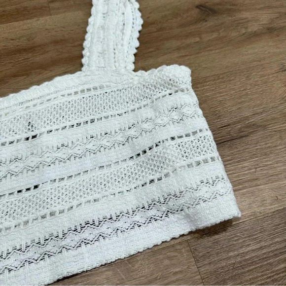 Aerie Crochet White‎ Textured Crop Top Tank - Picture 5 of 9